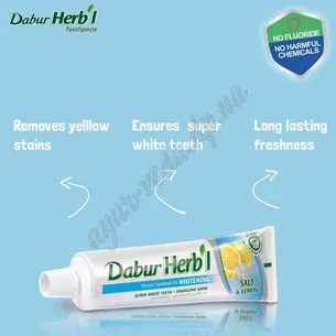 Toothpaste Dabur Salt and lemon 150g period 09/24 inclusive + brush, DABUR HERB`L SALT & LEMON, Toothpaste Dabur Salt and lemon, Ayu