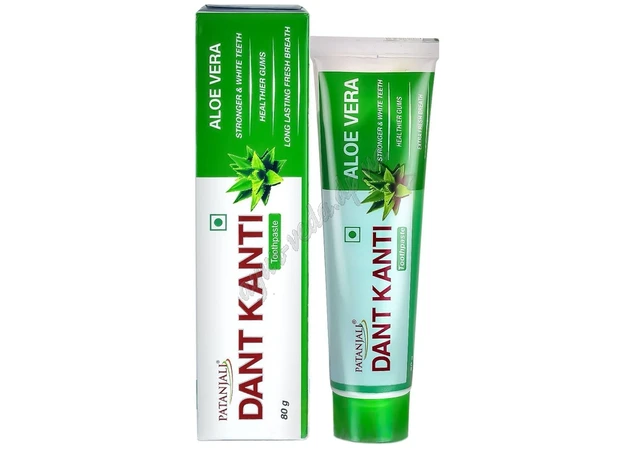 Фото 1 - Зубна паста Дент Канті Алое 80г, Divya Patanjali Dant Kanti Aloe Vera, зубная паста Алоэ Вера Патанджали Дент канти, Аюрведа Зде