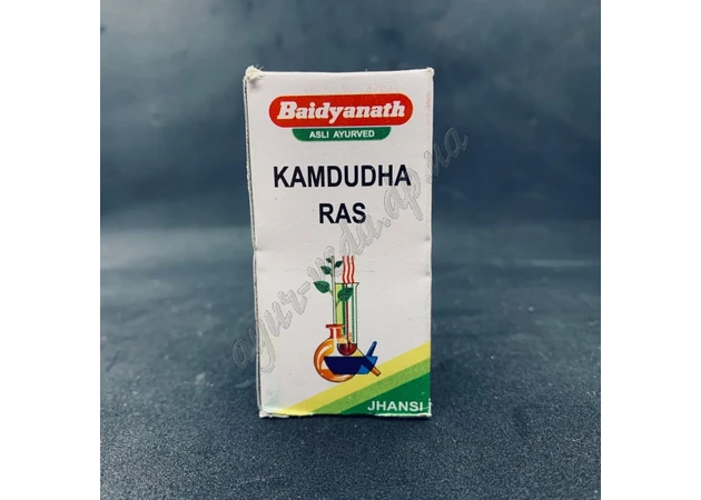 Фото 1 - Камдудха Рас Байдьянатх 10г., Kamdudha Ras Baidyanath, отлично подходит при заболеваниях связанных с Питта доша, Аюрведа Здесь