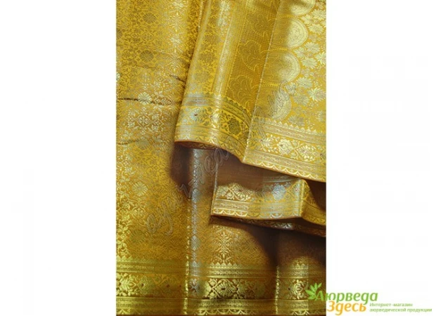 Фото 1 - Классическое сары Raj Rubi Saree-2 песочно-горчичное, Аюрведа.