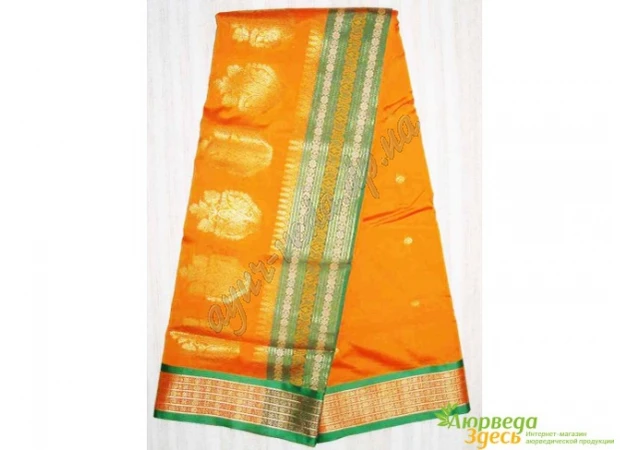Фото 1 - Классическое сары Rudraksh Saree-2 оранжевое, Аюрведа