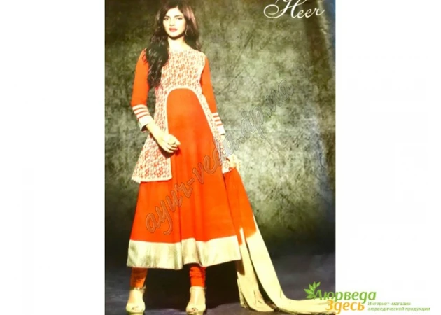 Фото 1 - Anarkali Heer suit Orange, chic oriental suit, Ayurveda