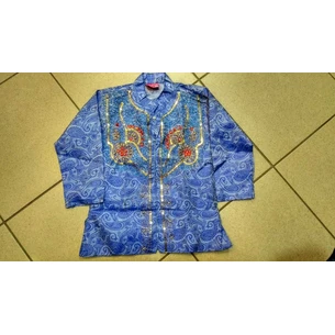 Suit for a boy. (kurta, pants, scarf) blue, UT-00003604-2, Children's Indian festive costume, Ayurveda