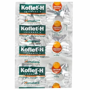 Кофлет зі смаком апельсину 6 шт., Хімалая, Himalaya Koflet H Lozenges Orange Flav, Кофлет с апельсином и мёдом Хималая, при заст