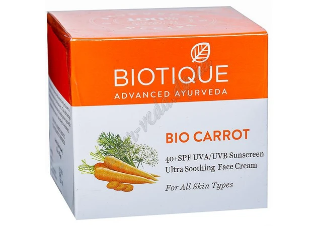 Фото 1 - Biotique Bio Carrot Face Sun Cream SPF40 50g, Biotique Bio Carrot Face Sun Cream