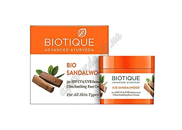 Фото 1 - Крем Биотик Сандал 50г Spf50, Солнцезащитный Био Сандал, Biotique Bio Sandalwood Face & Body Sun Cream, Аюрведа