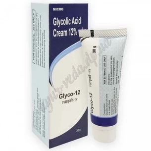 Face cream Glyco 12% Glycolic Acid Skin Cream 30g With glycolic acid light peeling at home Ayurveda