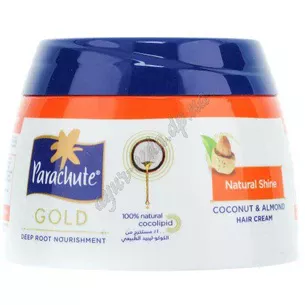 Кокосовый крем для блеска волос с экстрактом миндаля, Parachute Gold Hair Cream With Coconut & Almond, Аюрведа