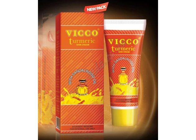 Фото 1 - Крем омолаживающий Викко Турмерик 30г, Vicco Turmeric Cream, с шафраном, сандалом и куркумой, Аюрведа Здесь