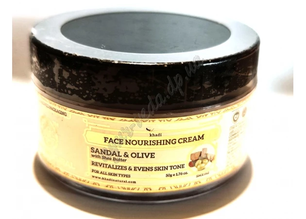 Фото 1 - Крем Сандал та Олива з маслом Ши Кхаді 50г, Кхади, Khadi Natural Sandal & Olive Face Nourishing Cream with Sheabutter, Аюрведа З