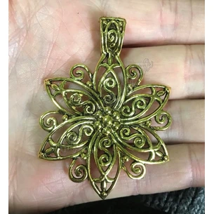 Golden Mandala Flower pendant. 6 petal alloy 66x47 mm UT-00004310, Ayurveda Here!
