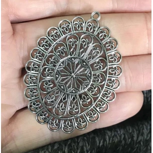 Pendant Mandala Flower 8 petal alloy 59x43 mm UT-00004309, Ayurveda Here!