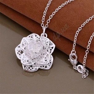 Pendant Openwork flower white metal E035, Ayurveda Here!