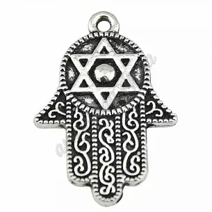 Silver pendant Double-sided hand with a star of David 1.9x2.8 cm, Ayurveda Here!