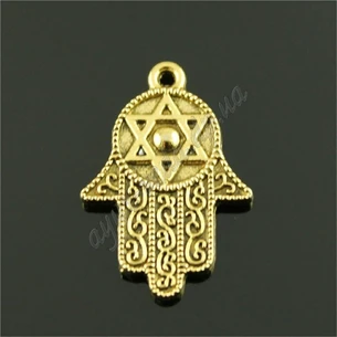 Pendant Bronze Two-sided hand with a star of David 1.9x2.8 cm, Ayurveda Here!