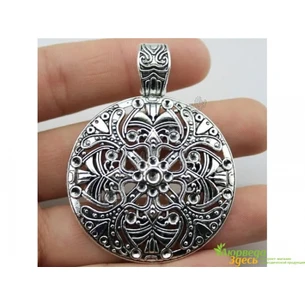 Pendant Tibetan Mandala alloy 61x46 mm, Ayurveda Here! and Here!