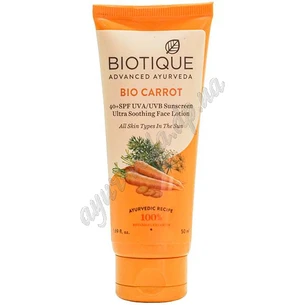 Sunscreen face lotion Bio Carrot SPF40 Biotique 50 ml, Biotique Bio Carrot Face Lotion SPF 40, Face lotion Bio Mork*