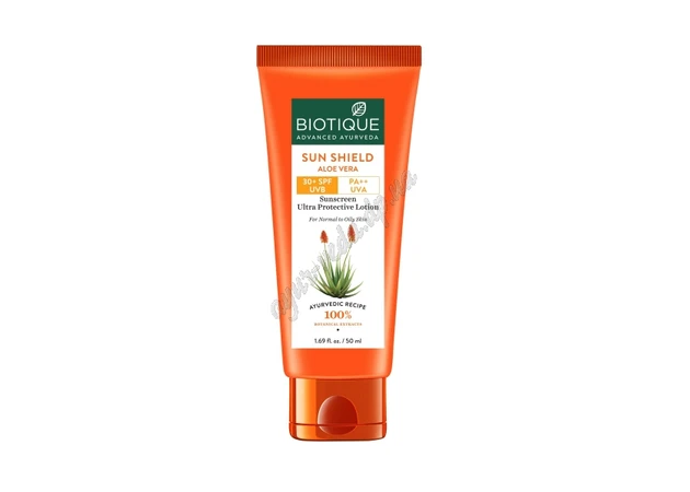 Фото 1 - Лосьон для тіла сонцезахисний Біо Алое Вера SPF30 Біотік 50 мл, Biotique Bio Aloe Vera Body Sun Lotion, Лосьон для тела Био Алоэ