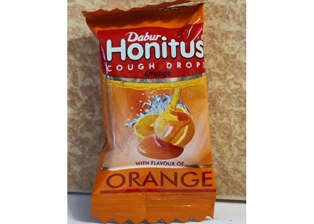Фото 1 - Льодяники Хонітус Апельсин 1 шт. Дабур, Honitus Cough Drops Orange, Хонитус леденцы Мёд, Аюрведа Здесь*