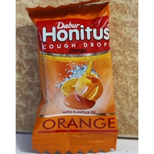 Льодяники Хонітус Апельсин 1 шт. Дабур, Honitus Cough Drops Orange, Хонитус леденцы Мёд, Аюрведа Здесь*