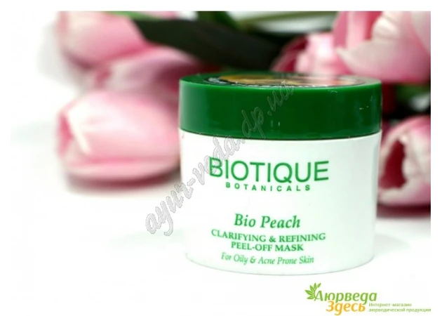 Фото 1 - Маска-пленка Биотик Био Персик, Biotique Bio Peach Clarifying and Refining Peel Off mask, Маска-пленка для лица Биотик Био Перси