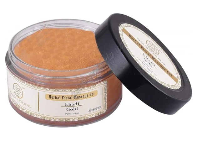 Фото 1 - Массажный гель для лица Голд Кхади, Khadi Herbal Facial Massage Gel Gold, С Золотом И Маслом Ши, Аюрведа Здесь