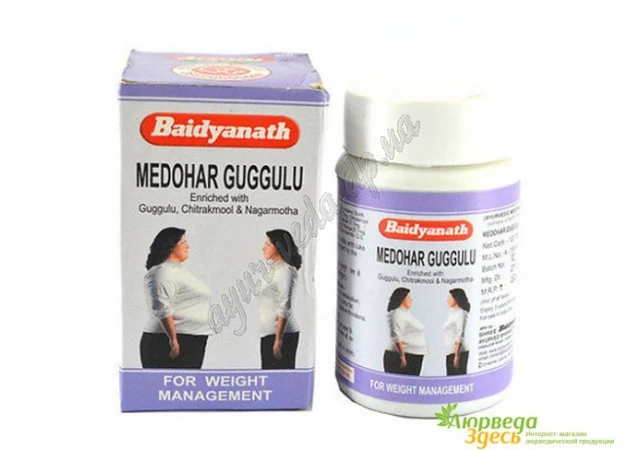 Фото 1 - Medokhar Gugul 120 tab. Baidyanath, Medohar Guggulu Baidyanath, control of cholesterol level and excess weight, Ayurveda