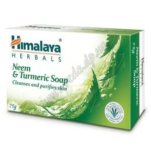 Мыло с Нимом и Куркумой Хималая 75г, Мыло Хималая с нимом и куркумой, Himalaya Neem & Turmeric Soap Cleanses And Purifies Skin,