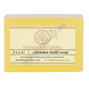 Khadi Turmeric and Sandalwood Soap 115-125g, Khadi Herbal Haldi Chandan Soap, Khadi Turmeric and Sandalwood Soap, Ayurveda