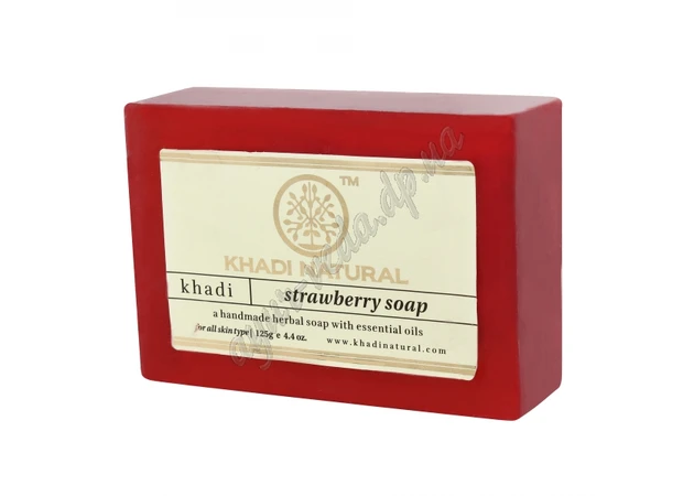 Фото 1 - Мило Кхаді Полуниця 115-125г, Khadi Natural Strawberry Soap, Мыло Кхади Клубника, Аюрведа Здесь