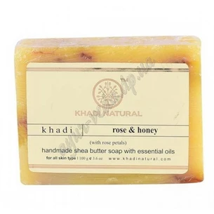Мило Кхаді Троянда Мед 100г, Khadi Naturals Herbal Rose Soap Honey, Мило Кхаді Троянда Мед, Аюрведа Здесь