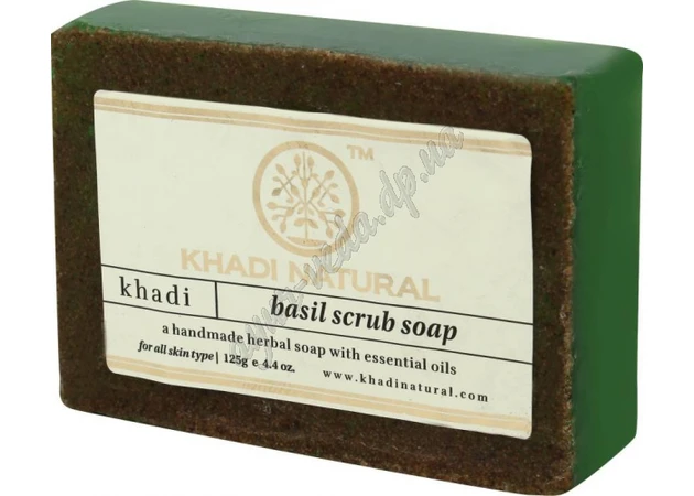 Фото 1 - Мыло-скраб Кхади Базилик, Khadi Natural Basil Herbal Soap, Мыло-скраб Базилик, Аюрведа