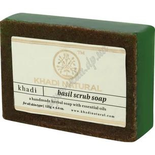 Мыло-скраб Кхади Базилик, Khadi Natural Basil Herbal Soap, Мыло-скраб Базилик, Аюрведа