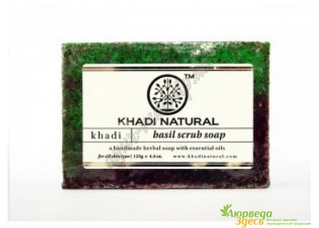 Фото 1 - Khadi Natural Basil Herbal Scrub-Soap 115-125g, Khadi Natural Basil Herbal Scrub-Soap, Khadi, Ayurveda