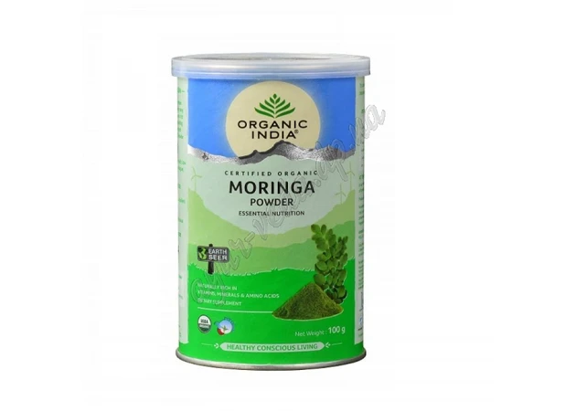 Фото 1 - Морінга Органік Індія, Шігру, 100 г., Moringa Organic India, допомогає зміцненню організму, Moringa oleifera, Моринга Органик, А*