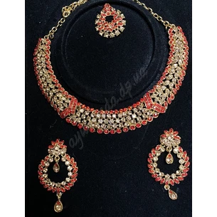 Set (Necklace, headpiece, earrings) UT-00003444-2 red, Ayurveda Here!