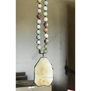 Necklace Agate pendant in metal, Agat Drop Pendant Stone Necklaces, Ayurveda
