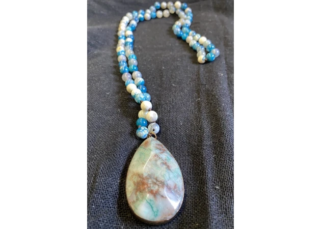 Фото 1 - Намисто Агат кулон в металі-2, Agat Drop Pendant Stone Necklaces, Аюрведа Здесь