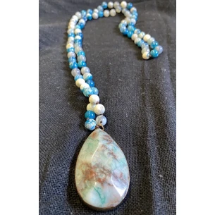 Намисто Агат кулон в металі-2, Agat Drop Pendant Stone Necklaces, Аюрведа Здесь