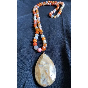 Necklace Agate pendant in metal-3, Agat Drop Pendant Stone Necklaces, Ayurveda