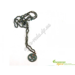 Ожерелье Омкара с кисточкой в круге с кристаллами коричневый, Brown Tassel OM Necklaces, Аюрведа