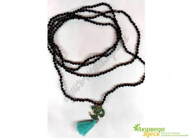 Фото 1 - Ожерелье Омкара с кисточкой с кристаллами синий, Blue Tassel OM Necklaces, Аюрведа ЗдесьОжерелье Омкара с кисточкой с криста