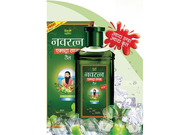 Фото 1 - Green Navratna oil for hair and head 100 ml, Navratna oil Extrathanda, Green Navratna oil