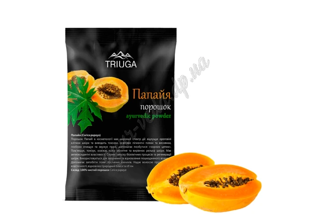 Фото 1 - Папайя порошок 50 г, Триюга, Аюрведический порошок, Триюга, Carica papaya, Triyuga, Аюрведа