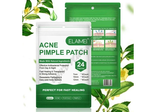 Фото 1 - Patch Anti-Acne universal 24 pcs. Elaimei with tea tree oil, Acne Pimple Patch Elaimei, Ayurveda