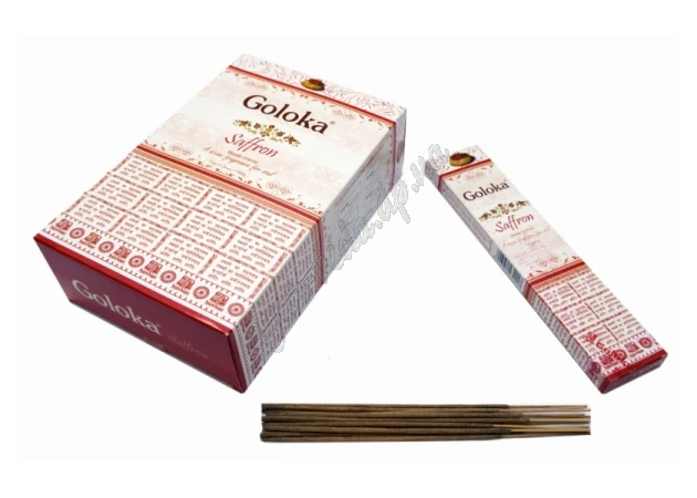 Фото 1 - Пахощі Голока Шафран 15г, Благовоние Goloka Saffron Masala Incense, Аромапалочки масальные благовония с ароматом шафрана, Аюрве