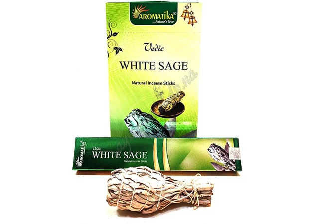 Фото 1 - Masala Incense Sticks Aromatika Vedic White Sage 15g Aromatics Sage Sage Natural Masala Incense Sticks,
