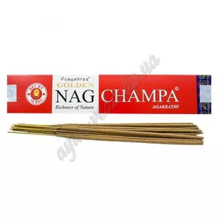 Пахощі Vijayshree Golden Nag Champa 15г, Аромапалочки масальные Благовоние пыльцовое Голден Наг Чампа, Благовония, Аюрведа Здесь