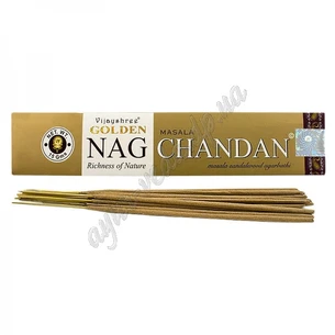 Пахощі Vijayshree Golden Nag Chandan 15г, Благовоние пыльцовое Аромапалочки масальные благовония Голден Наг Чандан Виджейшри, Аю