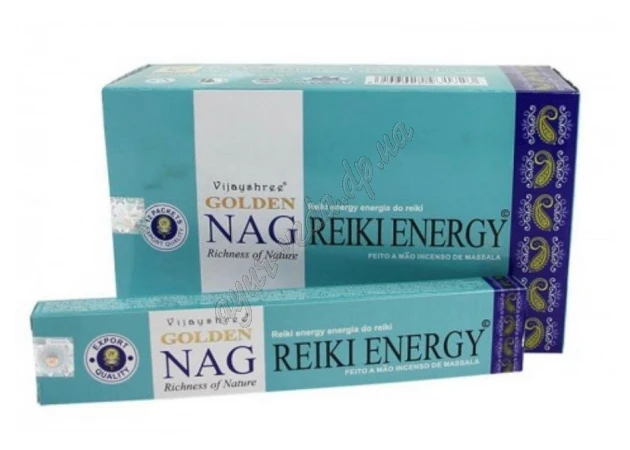 Фото 1 - Аромапалочки масличные Vijayshree Golden Nag Reiki Energy 15г, Благовония Виджейшры Голден Наг Энергия рельсы, Благовоные,